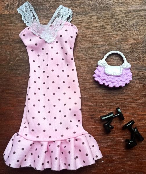 Ubranka dla Lalek SUKNIA TOREBKA BUTY sukienka Ciuchy #A1 zdjęcie 6