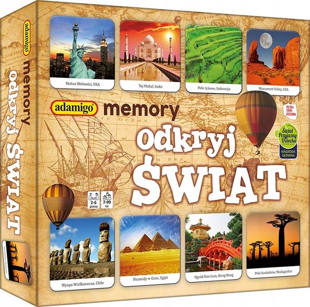 MEMORY ODKRYJ ŚWIAT gra planszowa Adamigo zdjęcie 1