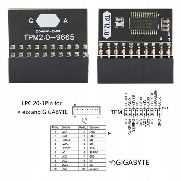 MODUŁ TPM ASUS GA 20-1 PIN 2 TPM2.0 zdjęcie 6