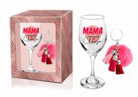 kieliszek do wina+pompon z chwostem MAMA KOORDYNATOR