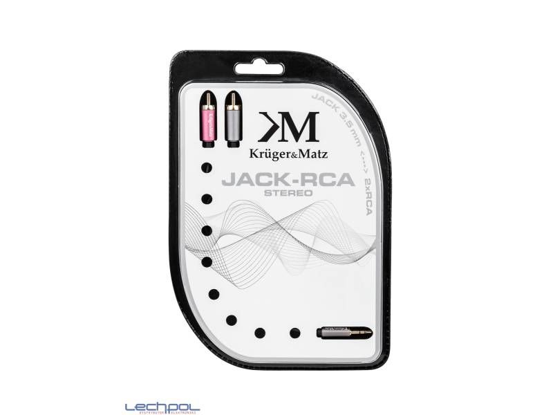 KM0310 Kabel wtyk jack 3.5 - 2RCA stereo 1.8m Kru zdjęcie 2
