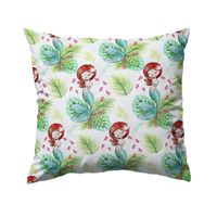 Bawełniana Poszewka Na Poduszkę – Syrenka i Tropikalne Liście