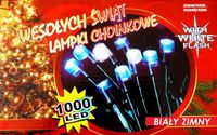 LAMPKI CHOINKOWE 1000 FLASH BIAŁE ZIMNE Z FLESZEM