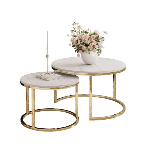 Stolik Ława 2 w 1 CYRYL złoty chrom MARMUR zdjęcie 1