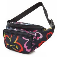 NERKA saszetka biodrówka solidna polska kolorowe motyle N145 czarna