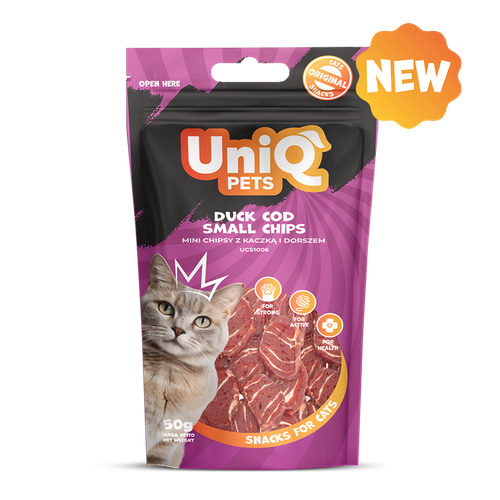 Smaczki dla kota przysmaki mini chipsy z kaczką i dorszem 50g UNIQ PETS na Arena.pl