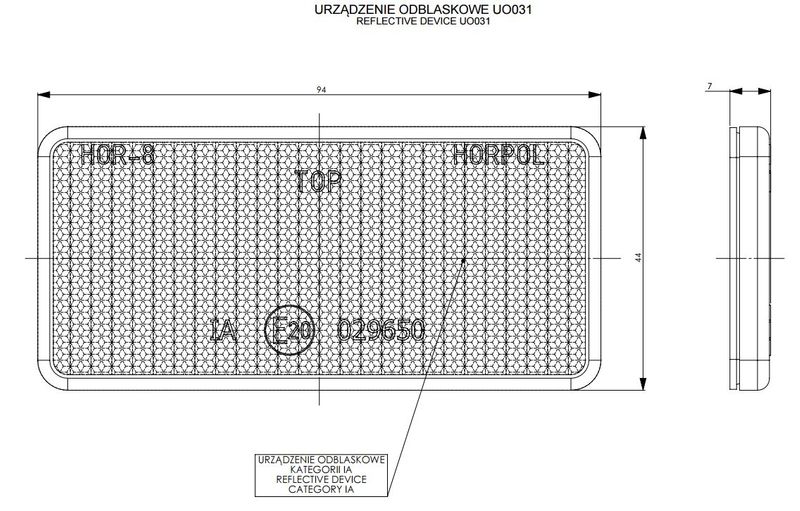 Odblask samoprzylepny czerwony 44x94 (UO031) zdjęcie 2
