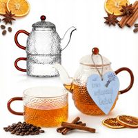 CZAJNIK DZBANEK Z ZAPARZACZEM 0,5L Z FILIŻANA 250ml PREZENT NA DZIEŃ BABCI