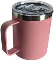 Kubek termiczny z uchwytem do Kawy Yerba Mate różowy 350ml