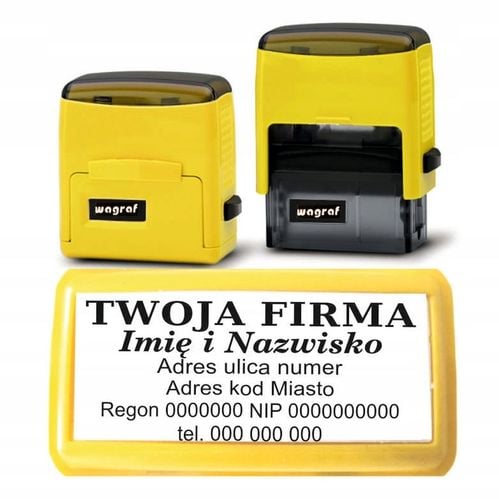 Pieczątka wagraf 4 firmowa LOGO Biurowa 6-7 linii tekstu kolory zatyczka na Arena.pl