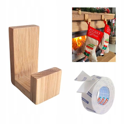 Drewniany Wieszak Samoprzylepny na Skarpety Prezenty Kominek Dębowy Haczyk na Arena.pl