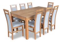 Stół praktyczny 90x160 +45 cm 8 krzeseł dąb lefkas