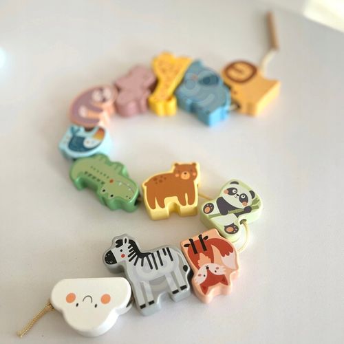 NAWLEKANKA ZOO DREWNIANA PRZEPLATANKA SZNUROWANKA KLOCKI 13 EL WOOPIE GREEN na Arena.pl