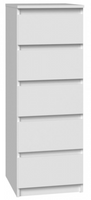 Komoda 5 Szuflad 40 cm Biała MALWINA TS - 5 Kolorów