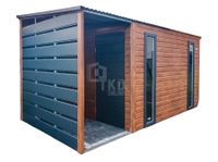 Schowek Domek Ogrodowy 2,5x2m + Wiata 1m 2x Okno Drzwi Drewnopodobny TKD222