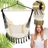 HUŚTAWKA OGRODOWA KRZESŁO BRAZYLIJSKIE HAMAK OGRODOWY Z PAŁĄKIEM + PODUSZKI