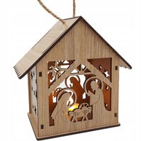 LAMPION ADWENTOWY DREWNIANY LED NA RORATY - drewniany stylizowany
