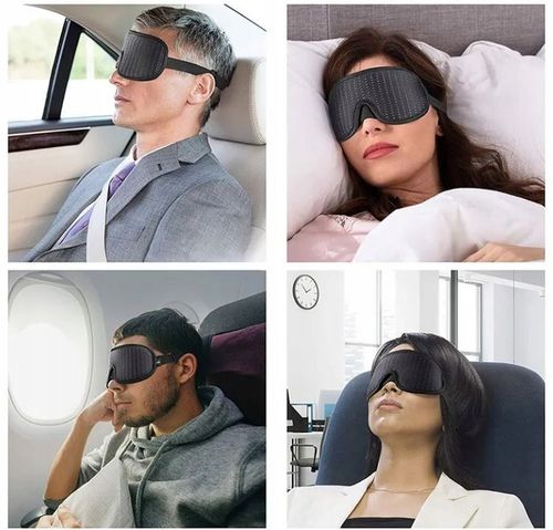 OPASKA NA OCZY DO SPANIA MASKA 3D REGULOWANA LEKKA 100% ZACIEMNIENIA CZARNA na Arena.pl