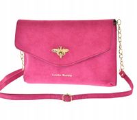 Laura Biaggi torebka wizytowa kopertowa pszczoła różowy fuksja zamsz JS152