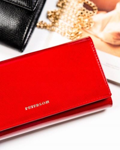 elegancki, skórzany portfel damski na zatrzask - peterson na Arena.pl