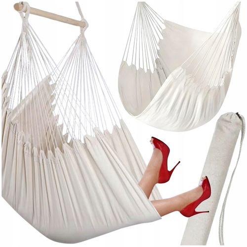 FOTEL WISZĄCY OGRODOWY BUJANY KOKON KRZESŁO BRAZYLIJSKIE HUŚTAWKA BOHO BEŻ na Arena.pl