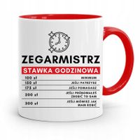Kubek Czerwony Zegarmistrza Stawka Godzinowa Z Nadrukiem Ze Zdjęciem