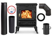 PIEC ŻELIWNY PIECYK KOZA KOMINEK ATENA 8,3KW + AKCESORIA KOMINKOWE, CZUJNIK