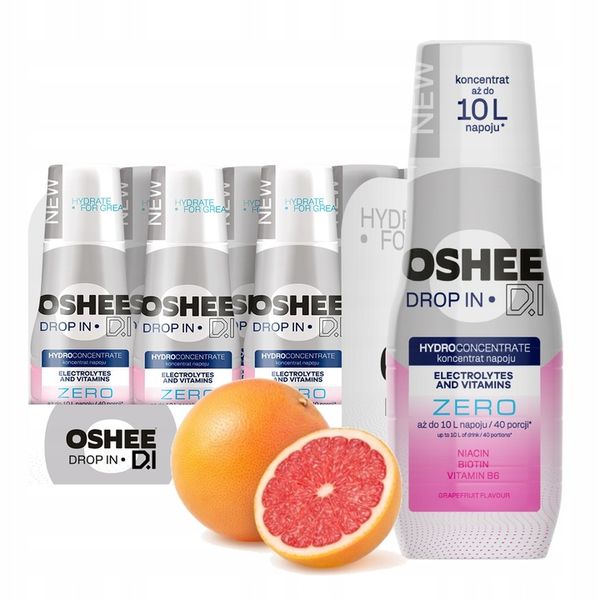 9x Hydrokoncentrat OSHEE Drop In ZERO Elektrolity Witaminy Grejpfrut zdjęcie 7