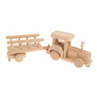 Drewniana zabawka John Paddle - Ciągnik rolniczy z naczepą Traktor - 34cm