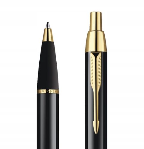 DŁUGOPIS I PIÓRO WIECZNE PARKER IM GT ZŁOCONE z GRAWEREM W PUDEŁKU Z ETUI na Arena.pl