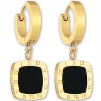 Złote Kolczyki Ze Stali Chirurgicznej 316L Wiszące Pozłacane 18K