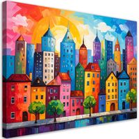 Obraz do pokoju dziecka nastolatka salonu, Kolorowe miasto 120x80