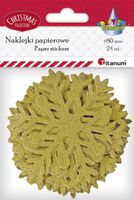 naklejki papierowe śnieżynka złota 8cm 24 szt titanum