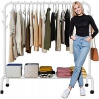 Wieszak Stojący Na Ubrania Buty Stojak Metalowy Garderoba Na Kółkach