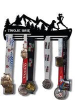 Wieszak na medale GÓRY kobieta z psem twoje imię dowolny tekst 361.3