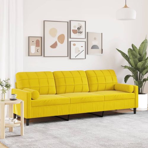 3-osobowa sofa z poduszkami, żółta, 210 cm, aksamit na Arena.pl