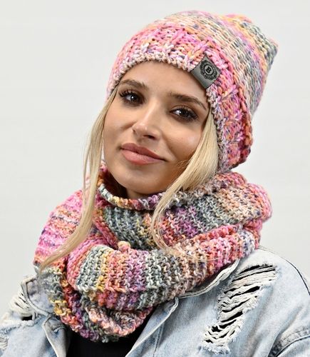 Zimowy Komplet Kolorowy Gruby Czapka Szal Wz1 na Arena.pl