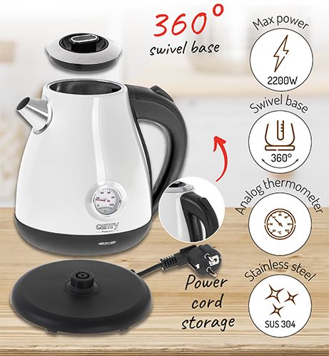 CR 1344 white Czajnik metalowy z termometrem 1,7L na Arena.pl