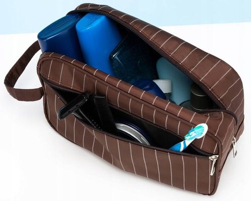 kosmetyczka podróżna z materiału syntetycznego w brązowym kolorze - rovicky na Arena.pl