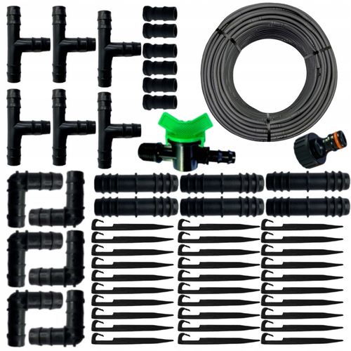 LINIA KROPLUJĄCA NAWODNIENIE KROPELKOWE WĄŻ DO PODLEWANIA ZESTAW 50m+ 56el. na Arena.pl