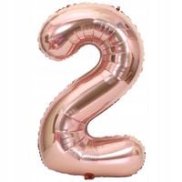 balon foliowy różowe złoto cyfra 2 dekoracje urodziny impreza 80cm ozdoba