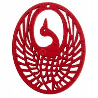 Drewniana zawieszka PTAK ażur 35x45mm czerwony