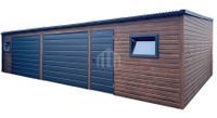 Garaż blaszany 10x3m brama drzwi okno drewnopodobny rynna spad w tył SO157