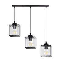 Glassia lampa wisząca czarny 3x40 E27 klosz czarny+kryształy bezbarwne