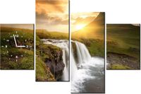 120CM 80CM ZEGAR 4 ELEM ISLANDZKI KRAJOBRAZ OBRAZ ŚCIENNY