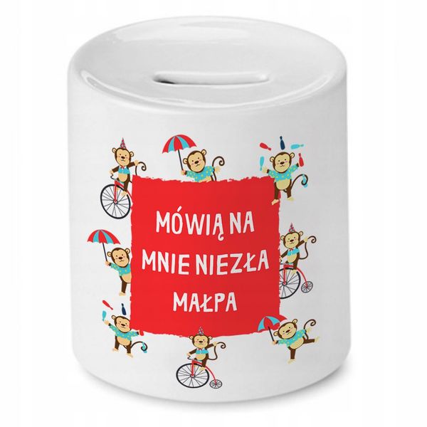 Skarbonka Śmieszna Zabawna Niezła Małpa Prezent Z Nadrukiem Ze Zdjęciem zdjęcie 1