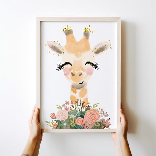 Plakat obrazek ilustracja dla dziecka żyrafa 21x29,7 cm A4 na Arena.pl