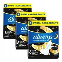 Zestaw Always Ultimate Night Podpaski ze skrzydełkami, rozmiar 6, 8