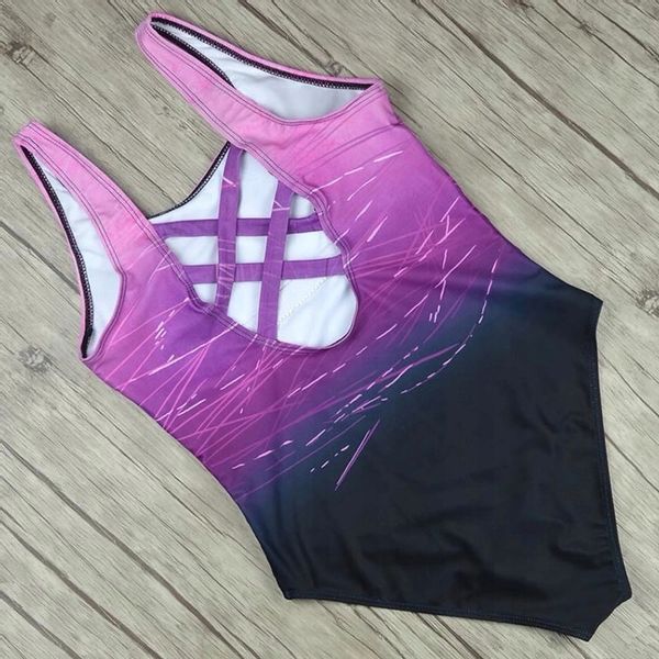 STRÓJ KĄPIELOWY MONOKINI BOHO FIOLETOWY KOSTIUM NA BASEN JEDNOCZĘŚCIOWY M zdjęcie 4