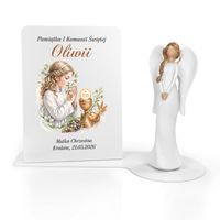 Statuetka z Aniołek Figurka 3D Dedykacja Pamiątka Komunii dla Dziewczynki